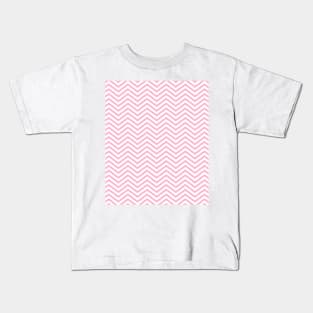 Simple Pink and White Chevron Pattern Kids T-Shirt